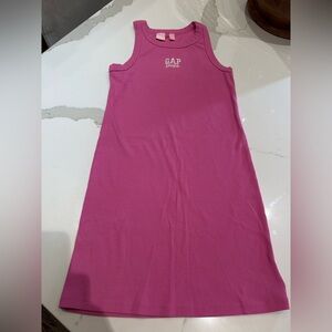 GAP X Barbie Kids Arch Logo Rib Tank Knit Dress Sleeveless Pink Girls Large
